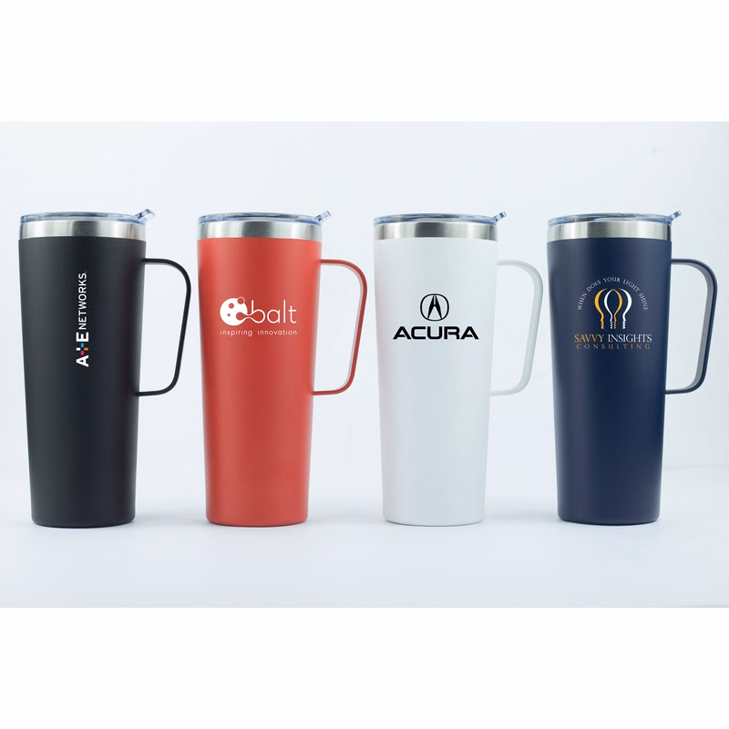 Marin 28 Oz. Double Wall Stainless Steel Vacuum Tumbler w/Handle (Red)
