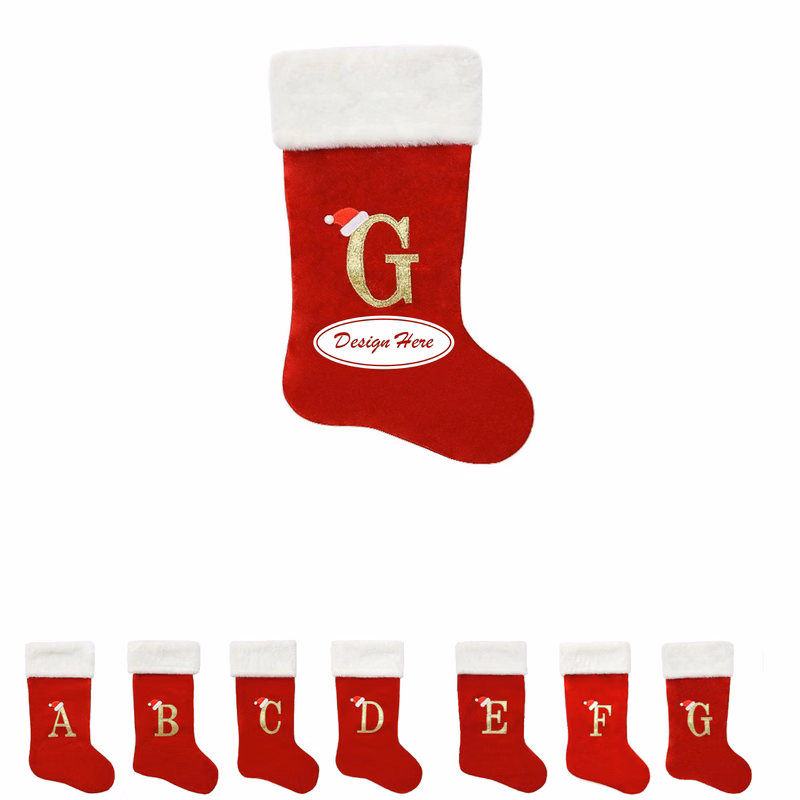Elegant Soft Christmas Stockings with Custom Letter Design