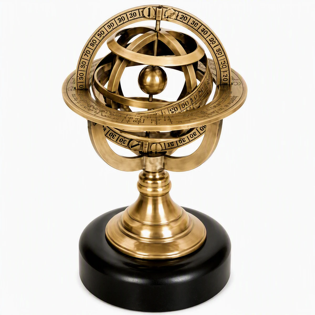 Brass Armillary Spheres w/Stone Base 1