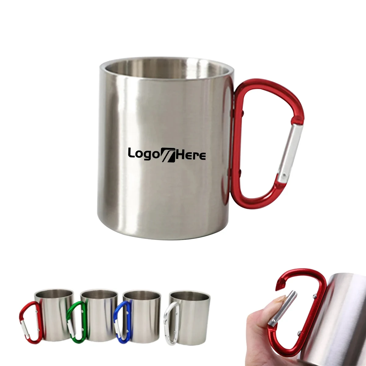 10 oz Carabiner Camping Stainless Steel Mug 1