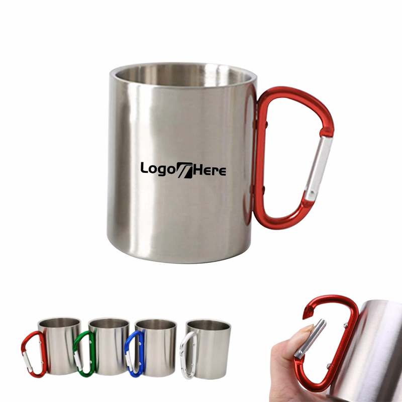 10 oz Carabiner Camping Stainless Steel Mug