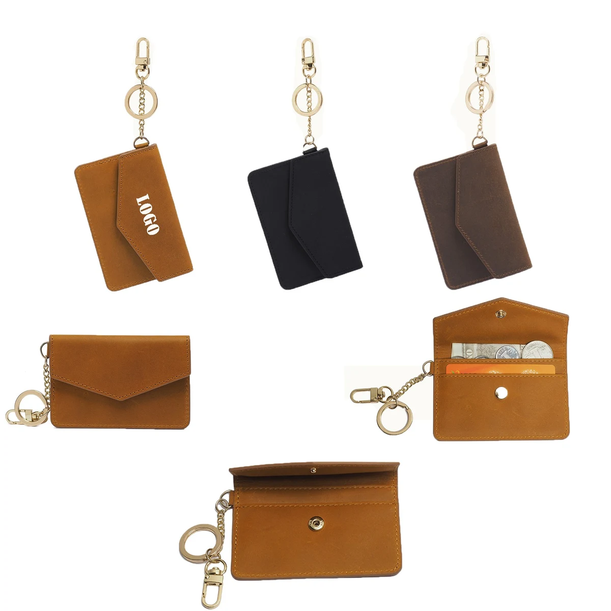 Cowhide Short Mini Clutch Bag 1