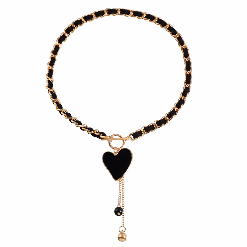 Fleece Black love tassel necklace