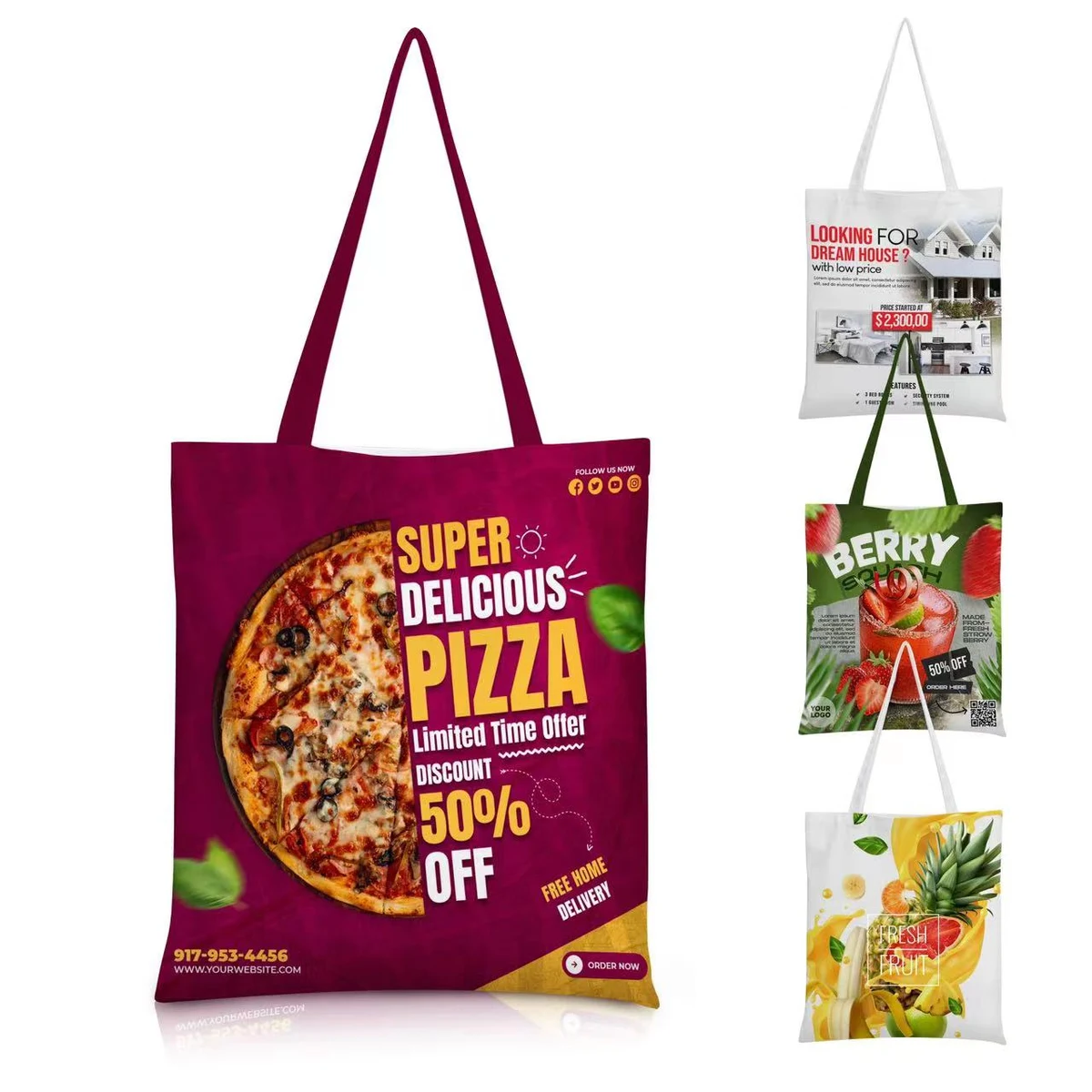 8Oz Sublimated Poly Canvas Tote Bag 1