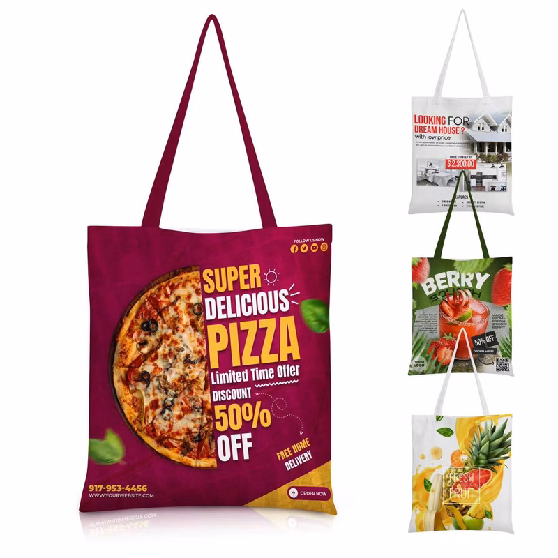 8Oz Sublimated Poly Canvas Tote Bag