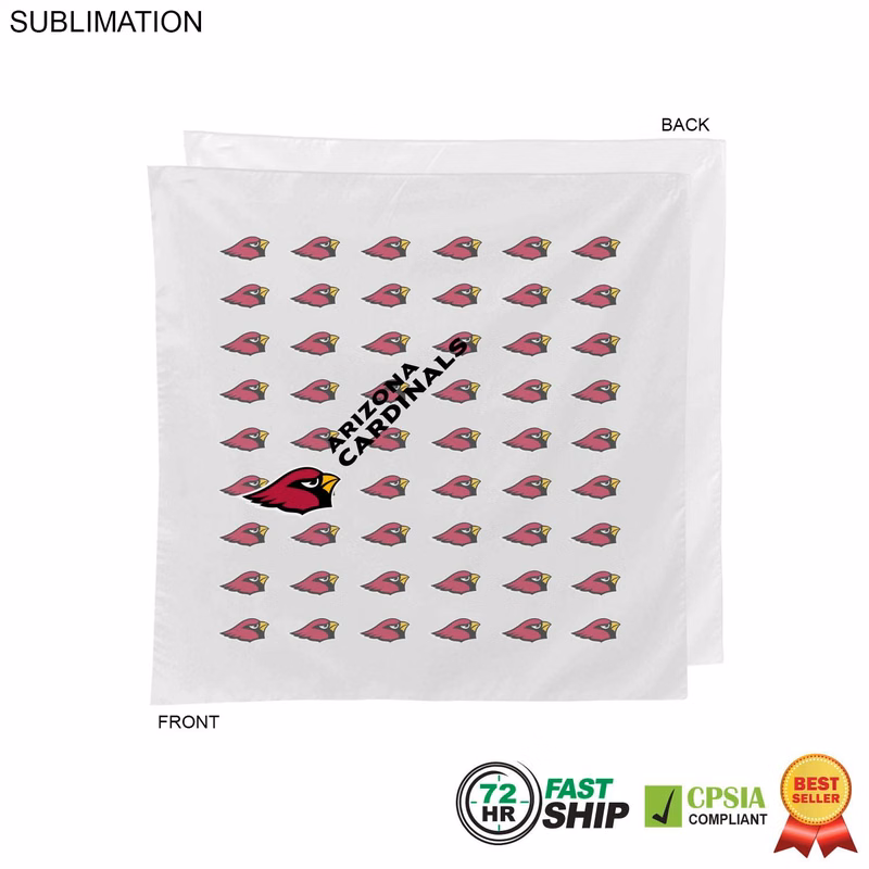 72 Hr Fast Ship - White Square Bandana, 22x22, Sublimated Full Color Logos