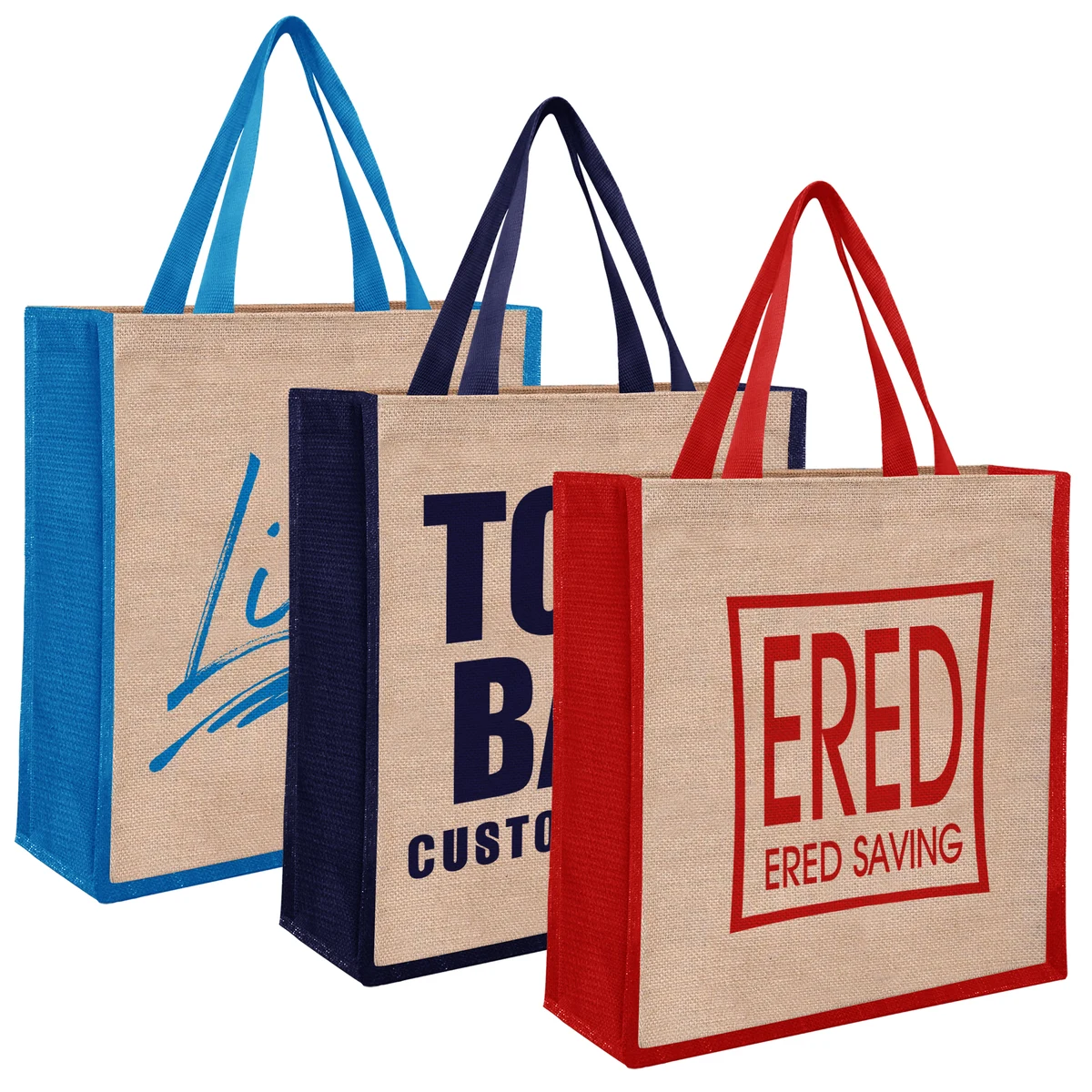Two Tone JuteTote Bag, custom tote bag with logo imprint 1