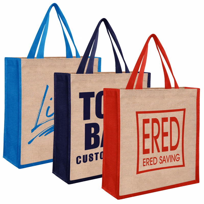 Two Tone JuteTote Bag