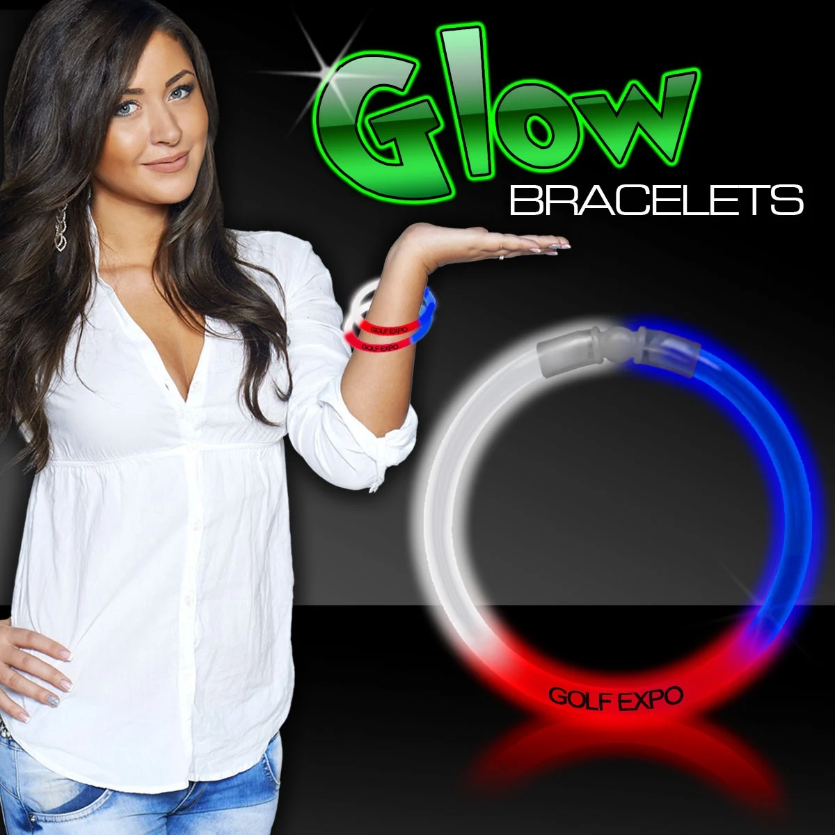 9" Red White Blue Triple Color Superior Light Up Glow Bracelet 1