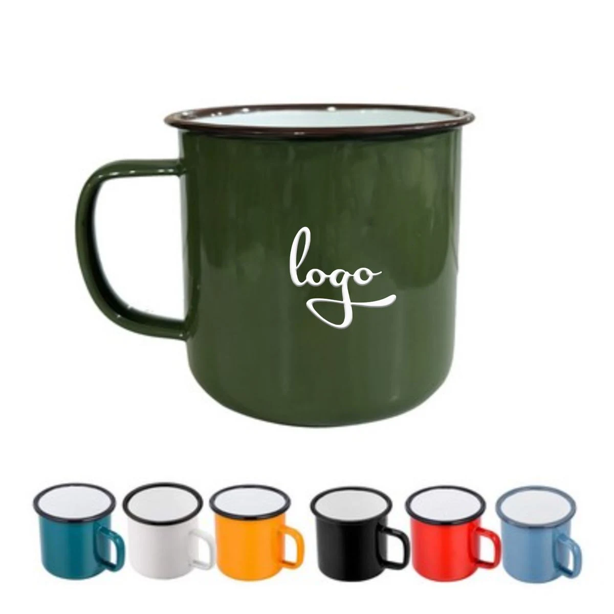 12 OZ Black Rimmed Enamel Mug Without Lid 1