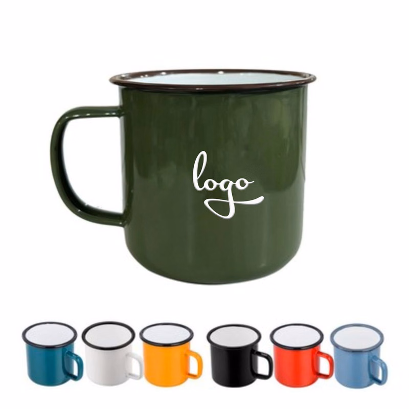 12 OZ Black Rimmed Enamel Mug Without Lid