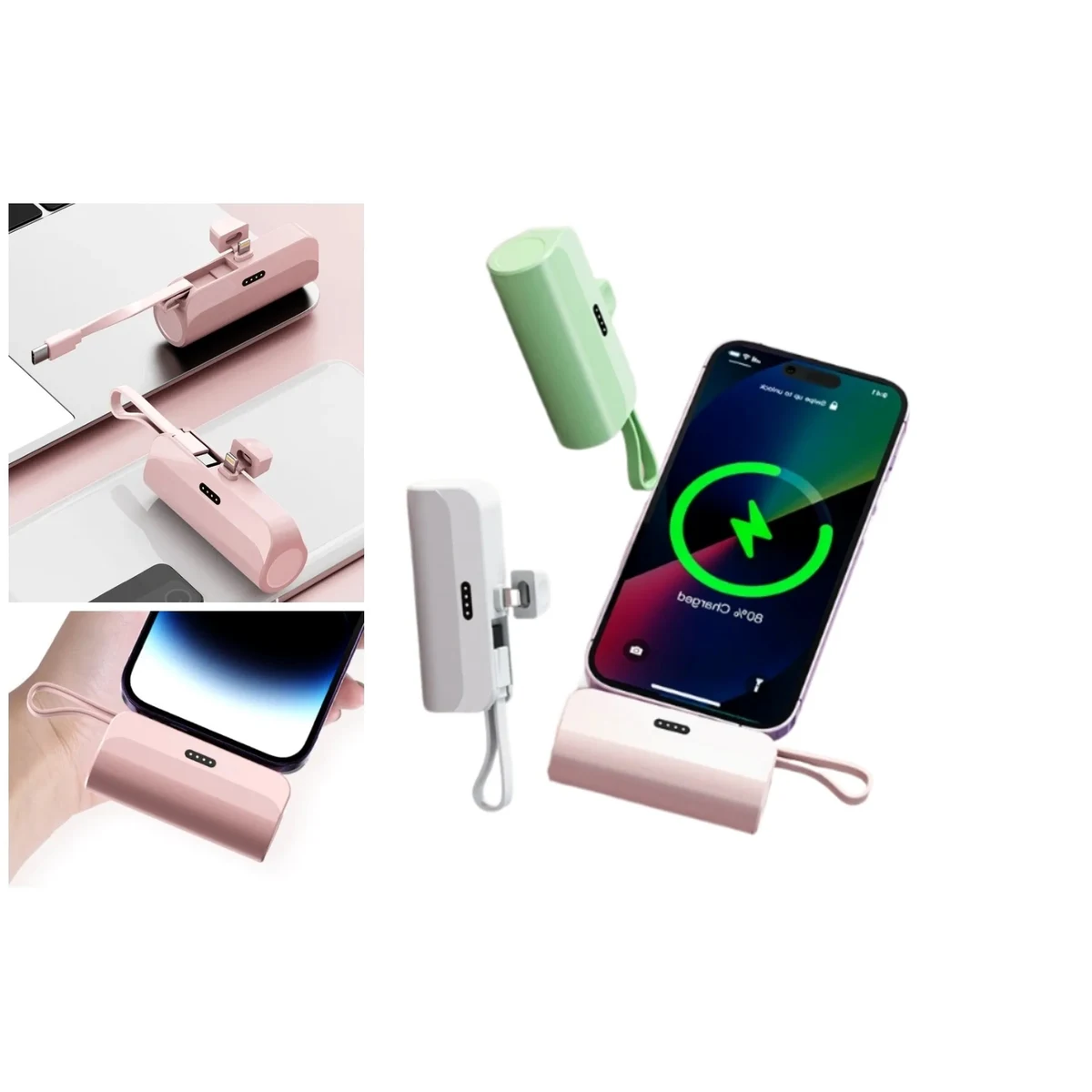 Ultra thin portable emergency power bank with built-in cable 1
