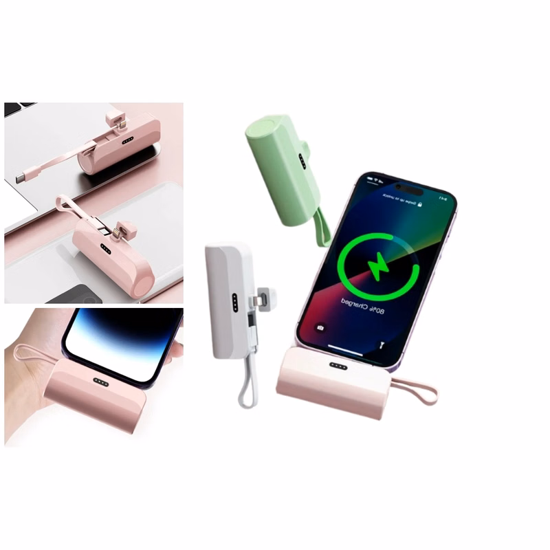 Ultra thin portable emergency power bank with built-in cable