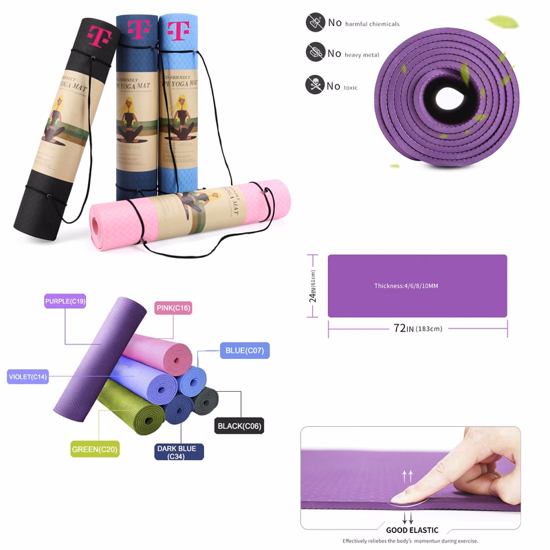 iBank® Non-Slip Exercise Yoga Mat for Pilates, Fitness & Workout w/ Carrying Strap