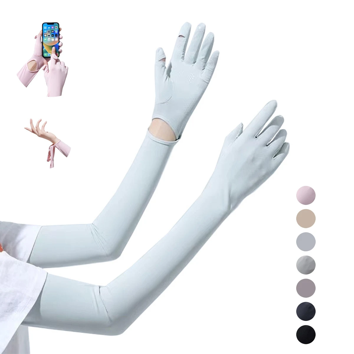 Women Sun Protection Arm Sleeve With Tumb Hole 1