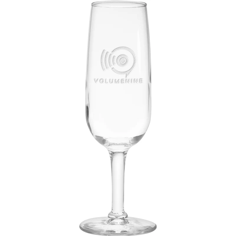 6.5 oz. Champagne Flute - Deep Etched, custom glassware with logo imprint 1