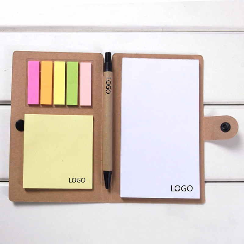 Memo Notebook With Sticky Flags & Pen