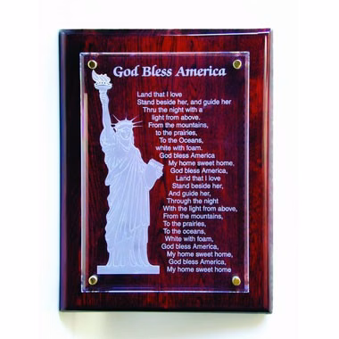 PIANO FINISH PLAQUE WITH BEVELED GLASS TOP