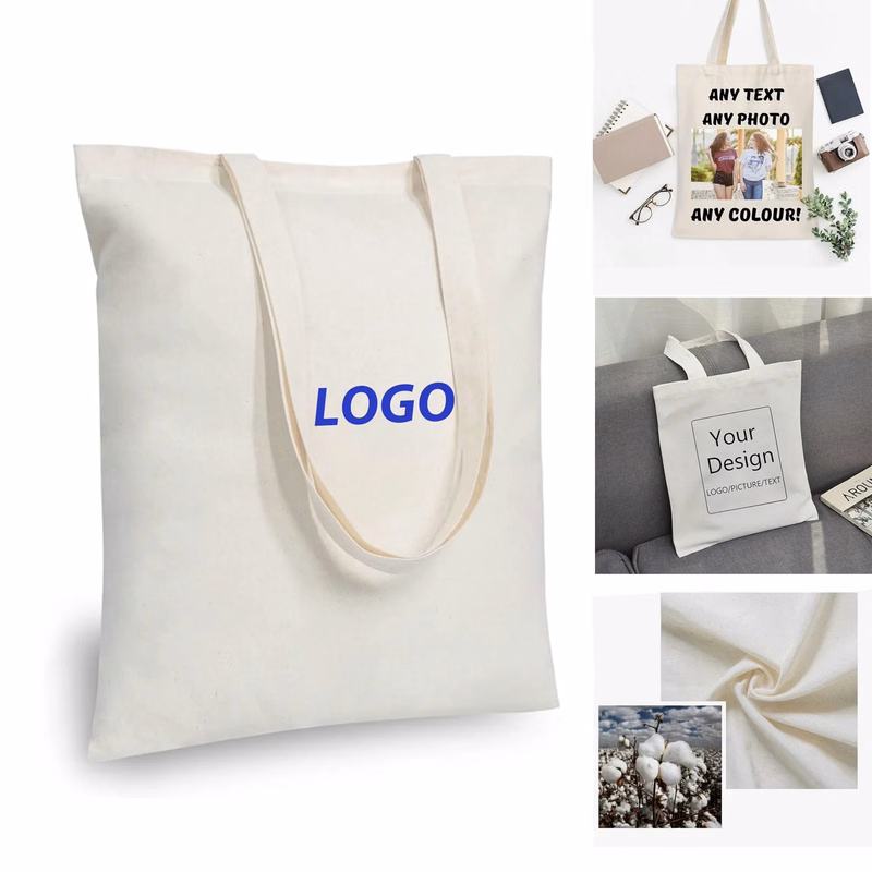 8oz Reusable Canvas Cotton Grocery Shopping Tote Bag 16"x15"