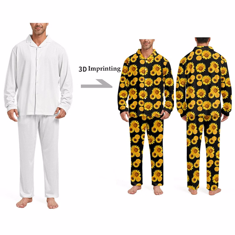 3D Digit Print Two Pieces Pajamas Sets for Men Sleepwear