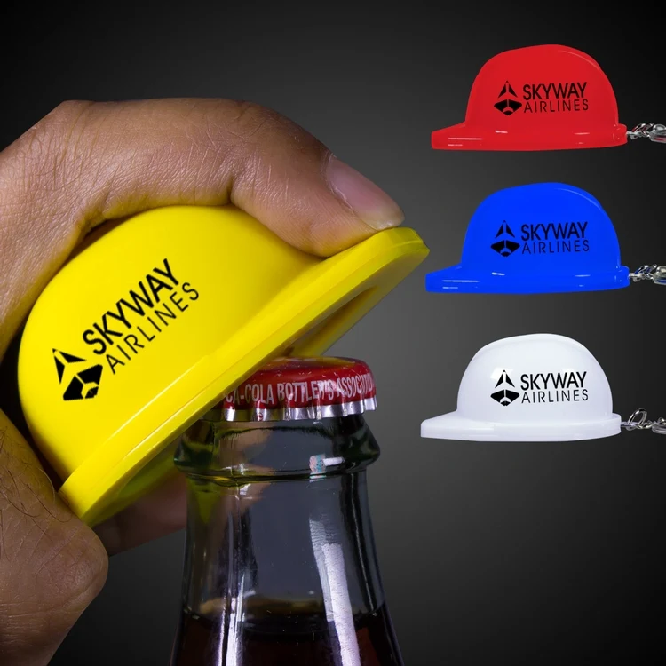 Plastic Construction Hat Bottle Opener Key Chains 1