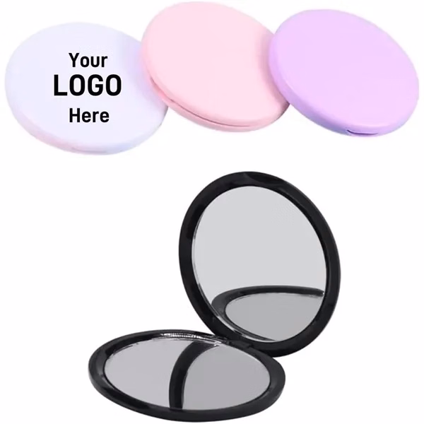 Custom Aluminum Folding Compact Mirror with Dual Sides — Executive Travel Accessory