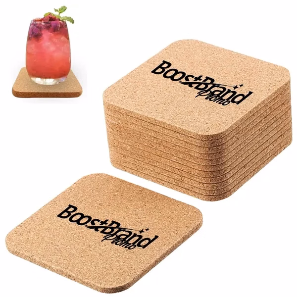 Custom Natural Cork Coaster with Full-Color Logo — Eco-Conscious Bar Promo Gift
