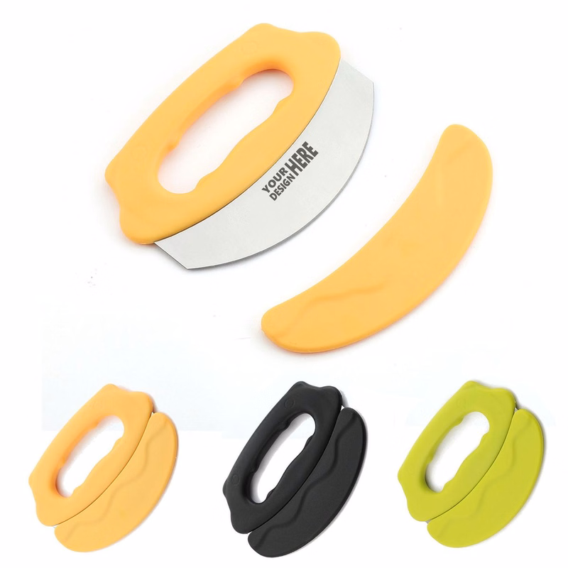 Hand Held Rocking Pizza Cutter With Protective Blade Cover