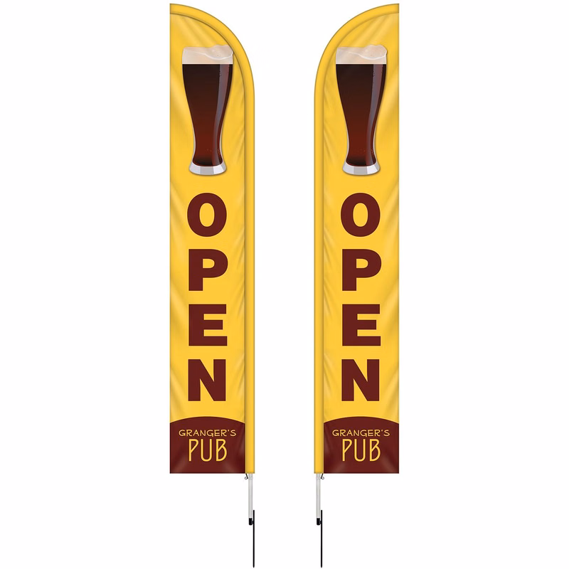 12' Double Sided Half Drop Banner w/ Premium Hardware & Spike