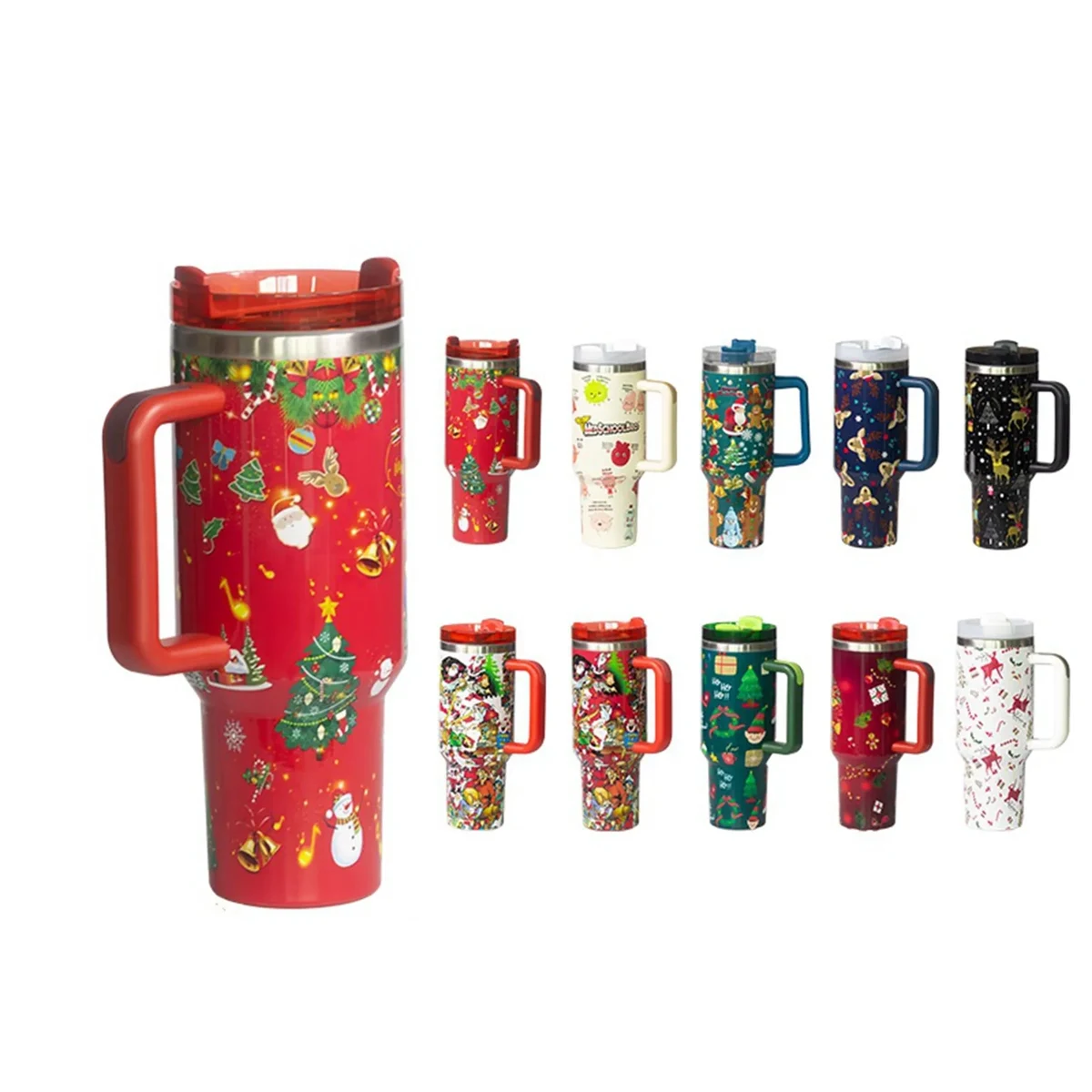 Christmas Theme 40 Oz. Vacuum Tumbler with Lid and Straw 1