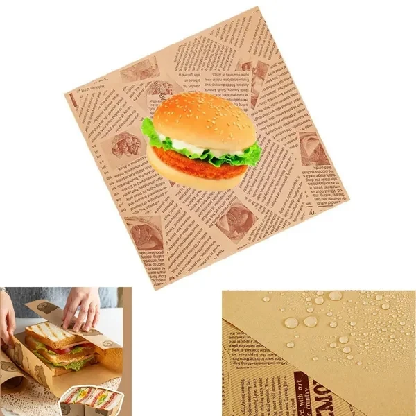 Custom Brown Kraft Oil Resistant Food Wrapping Paper — Burger & Sandwich Packaging 1