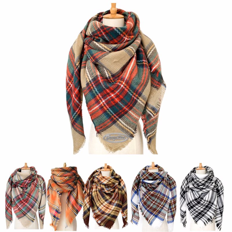 Imitation Cashmere Oversized Plaid Scarf for Cold Seasons