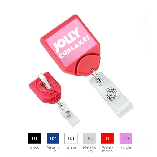 Custom Square Badge Reel With Swivel Clip with Teeth 1