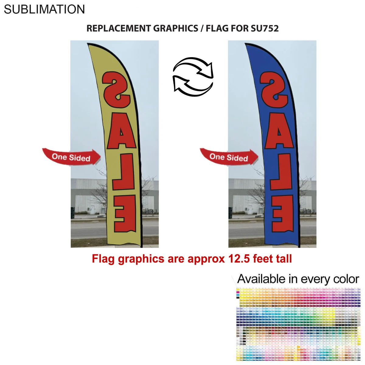 Replacement Flag for 15' Large Feather Flag Kit, Full Color Graphics One Side 1