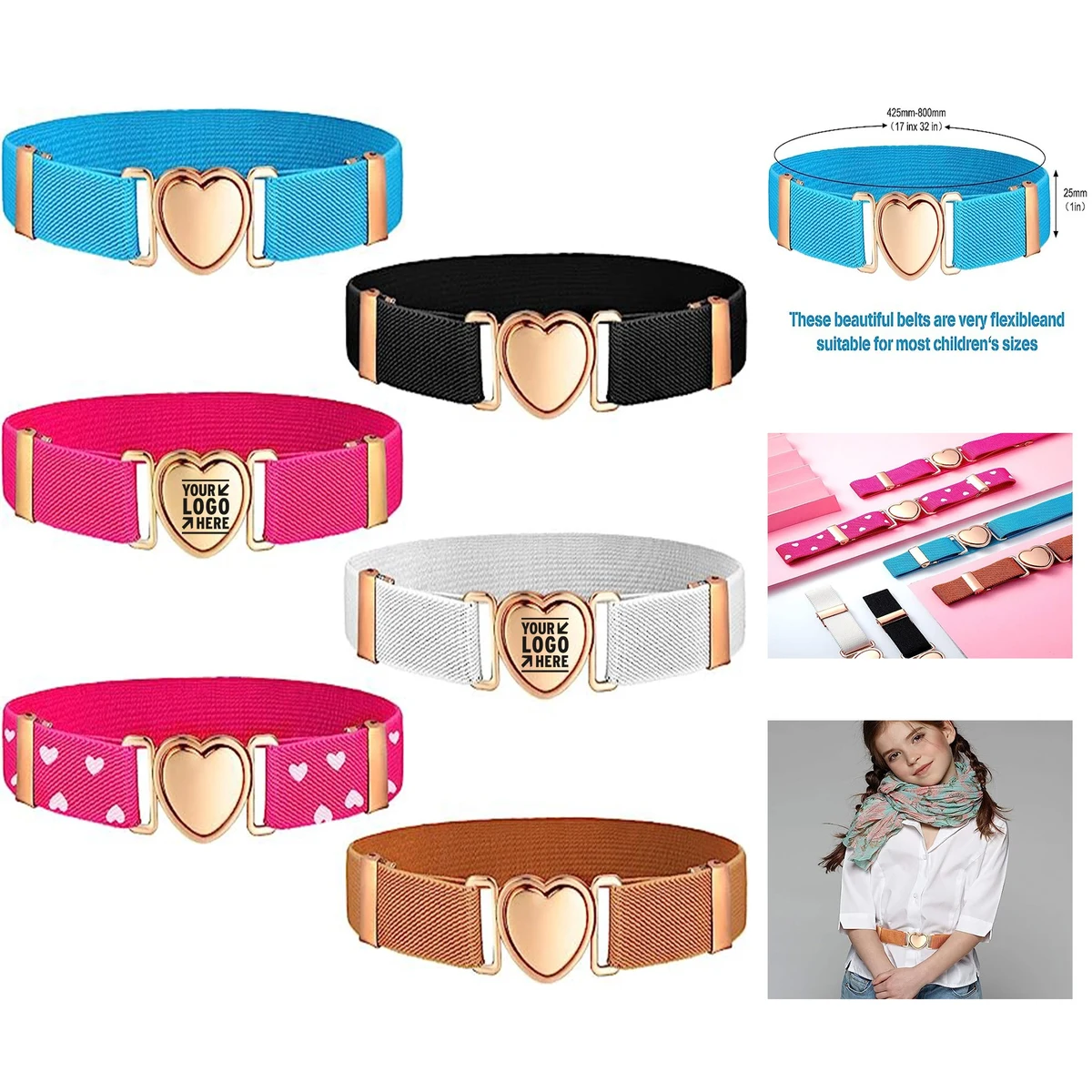 Girls Elastic Stretch Belts Kids Waist Belt 1