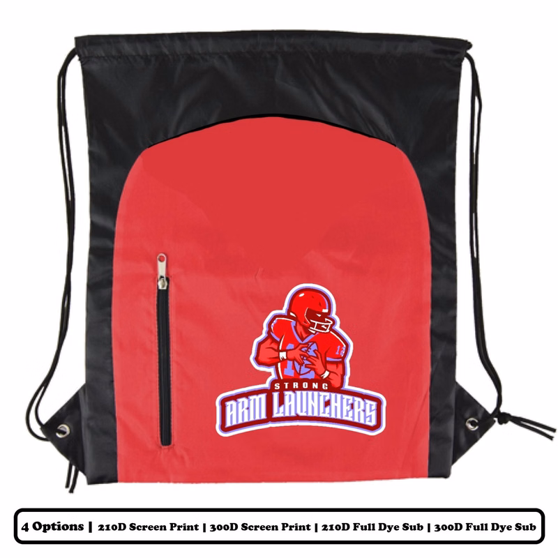 Full Dye Sublimation Vertical Side Zipper Polyester Drawstring Bag