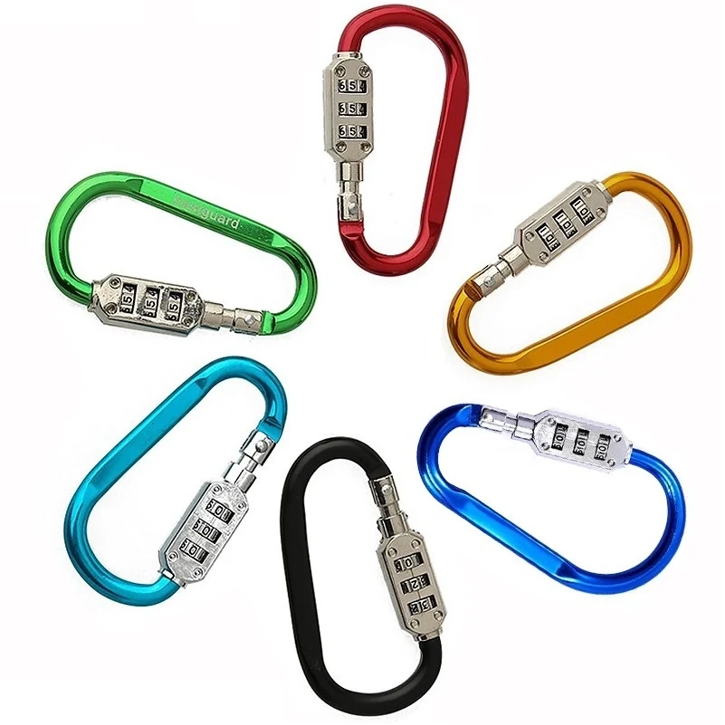 Metal Carabiners D-Ring Clip / 3-digit Luggage Lock 1