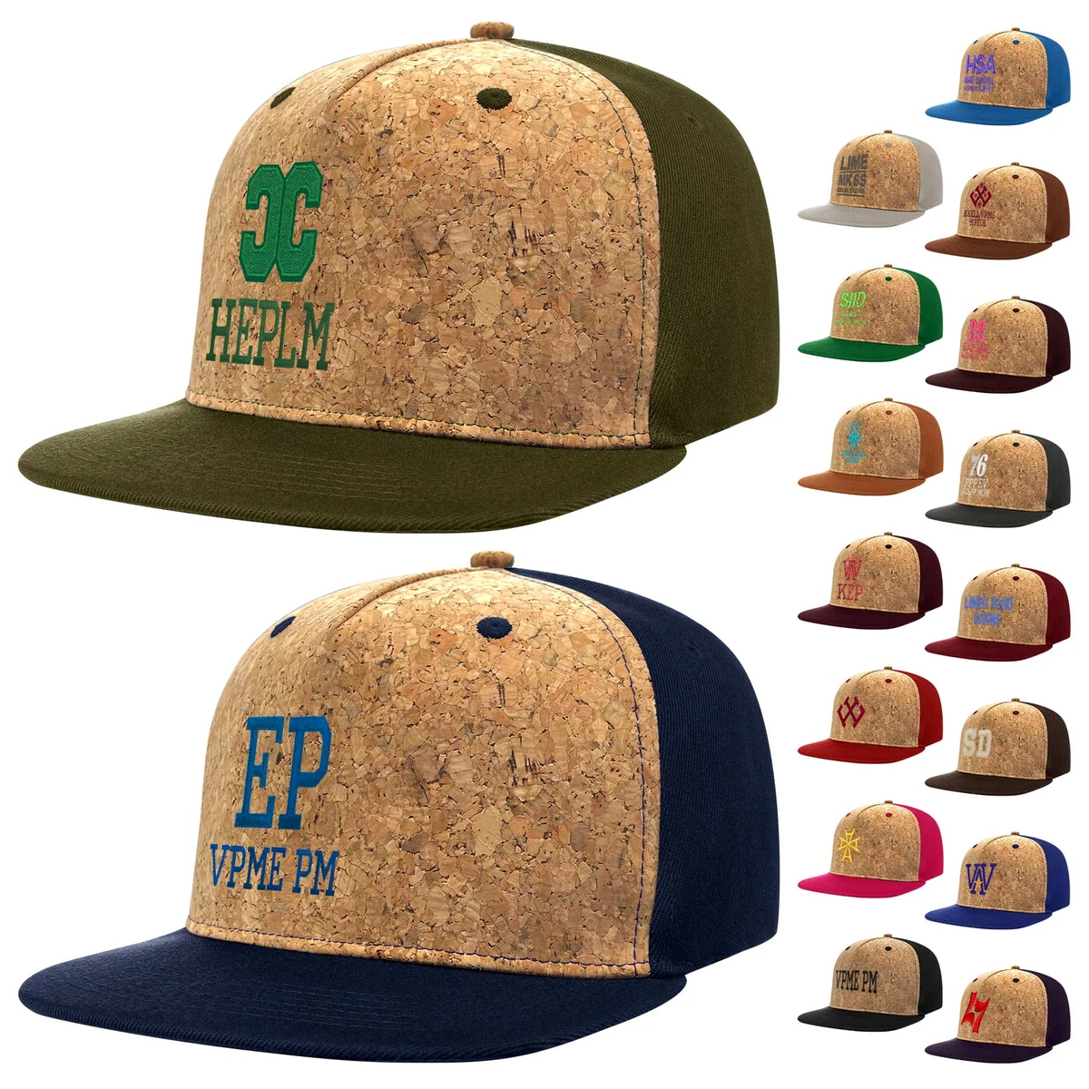 Cotton Flat Visor Adjustable Snapback Cork Caps 1