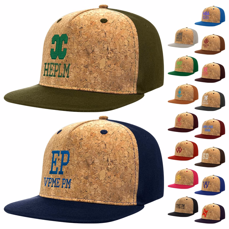 Cotton Flat Visor Adjustable Snapback Cork Caps