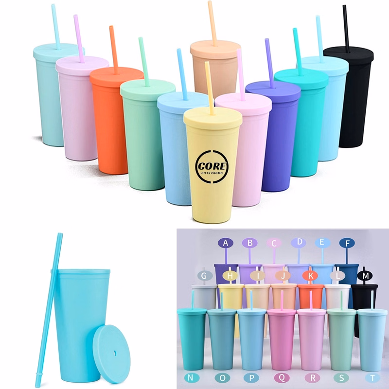 16 Oz Acrylic Tumbler With Lids And Straws