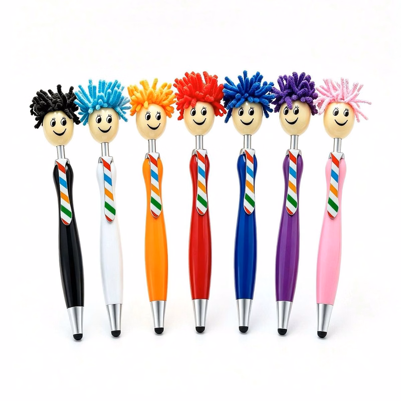 Mop Head Click Action Stylus Ballpoint Pen