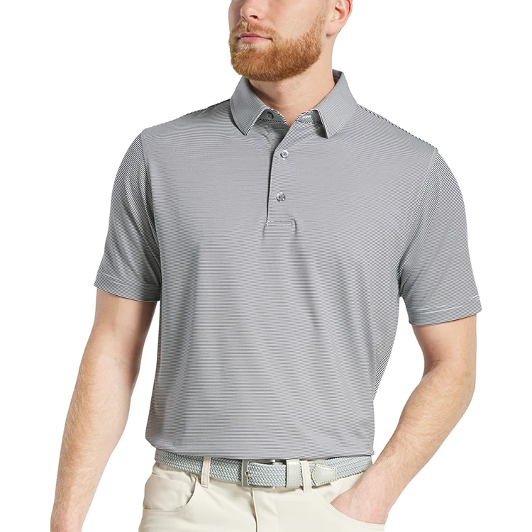FootJoy MicroFeeder Stripe Lisle - Self Collar Polo 1