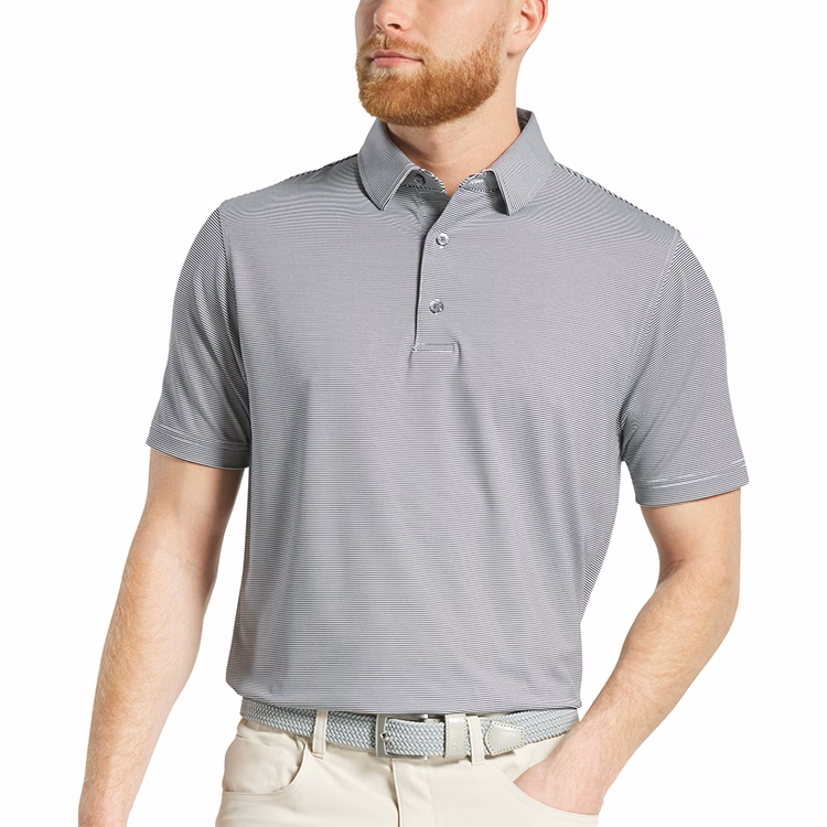 FootJoy MicroFeeder Stripe Lisle - Self Collar Polo