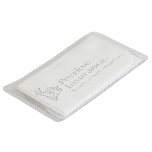 CLOSEOUT! Debossed Microfiber Cloth in Clear Vinyl Pouch 4" x 7" 1