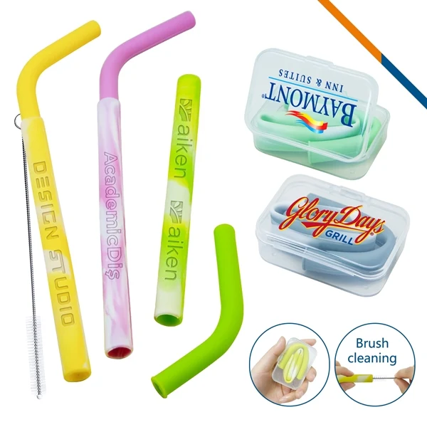 Custom Detachable Silicone Straws — Rectangle Box Portable Eco Drinkware Gift 1