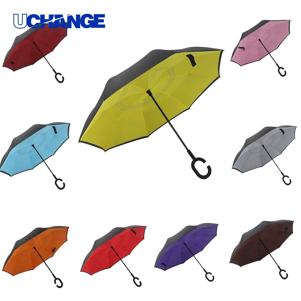 Reverse Self Standing Windproof Inverted Umbrella 1
