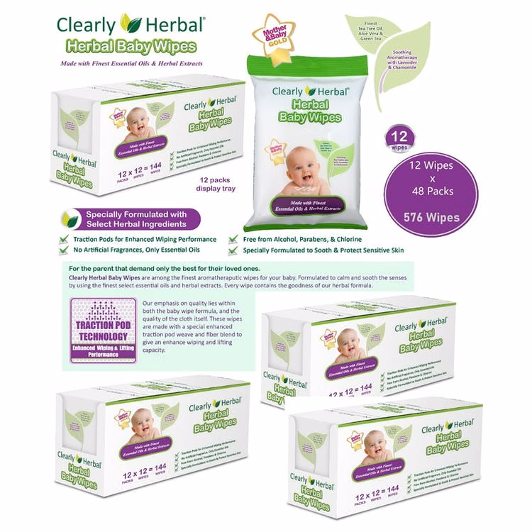 Clearly Herbal Plant Based Baby Wipes - Travel Pack 12 Count