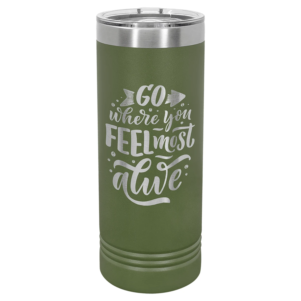 Polar Camel 22 oz. Olive Green Skinny Tumbler with Slider Lid 1