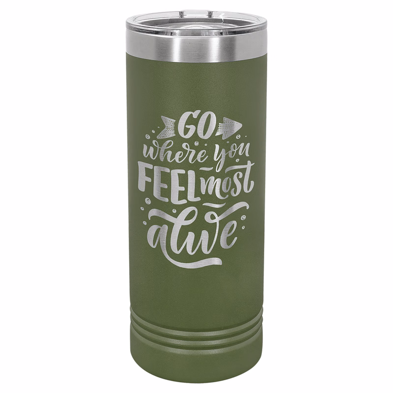 Polar Camel 22 oz. Olive Green Skinny Tumbler with Slider Lid