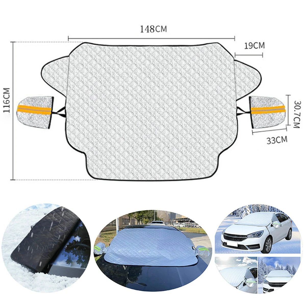Car Window Sun Shade Visor With Reflective Strips 1